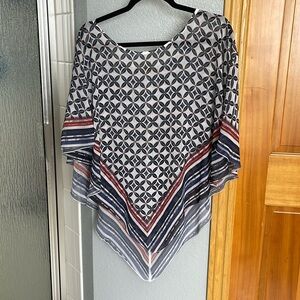 Red white and blue lightweight poncho